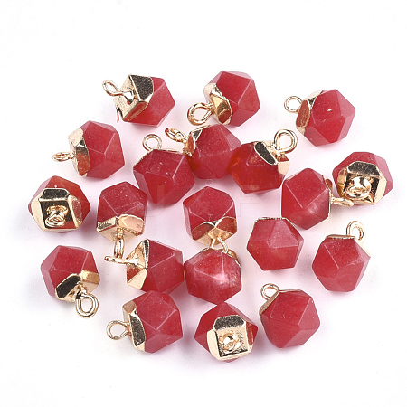 Electroplate Natural White Jade Charms X-G-S344-08G-1