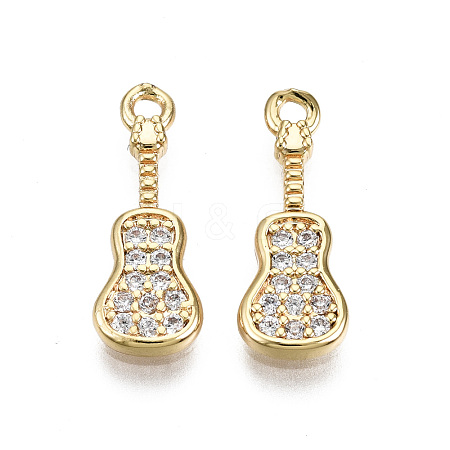 Brass Micro Pave Clear Cubic Zirconia Pendants KK-T056-56G-NF-1