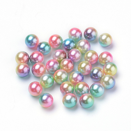 Rainbow Acrylic Imitation Pearl Beads OACR-R065-6mm-07-1