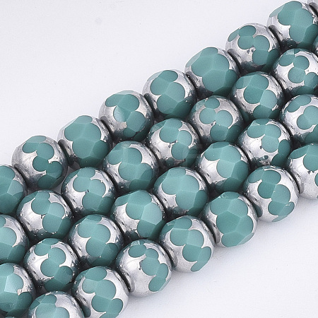 Electroplate Opaque Glass Beads Strands EGLA-T019-01C-1
