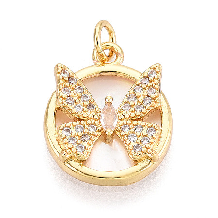Brass Micro Pave Clear Cubic Zirconia Pendants KK-N268-75G-1