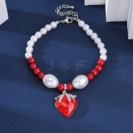 Strawberry Brass Micro Pave Clear Cubic Zirconia Charm Bracelets BJEW-G740-04P-1