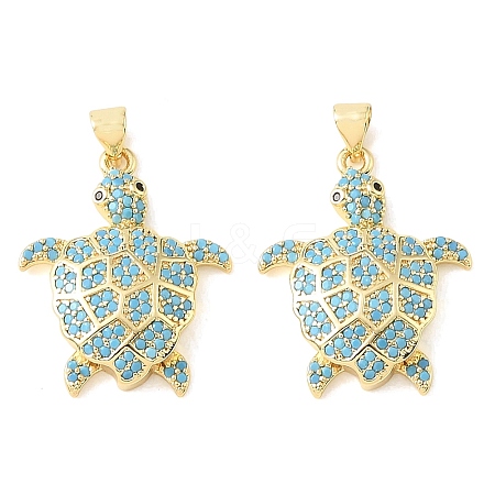 Brass Micro Pave Sky Blue Cubic Zirconia Pendants CU-CBA6938-05G-03-1