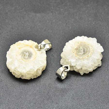 Natural Druzy Quartz Pendants G-E558-03S-1