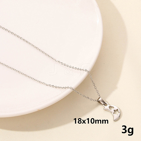 304 Stainless Steel Moon Pendant Necklace JY7792-5-1