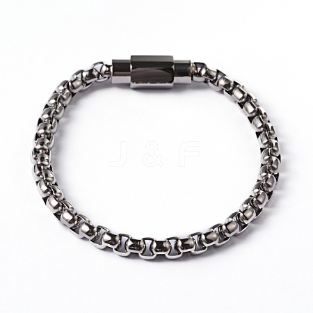 304 Stainless Steel Box Chain Bracelets BJEW-D400-05-1