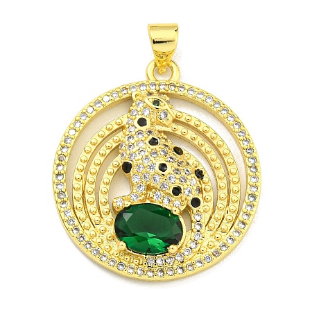 Brass Micro Pave Cubic Zirconia Pendants KK-K354-17G-1