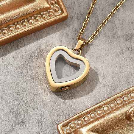 304 Stainless Steel Heart Urn Ashes Necklaces STAS-Z106-09G-03-1