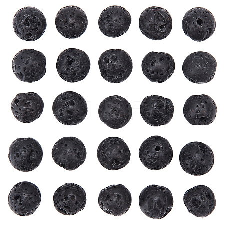 GOMAKERER 4 Strand Natural Lava Rock Round Beads Strands G-GO0001-02-1