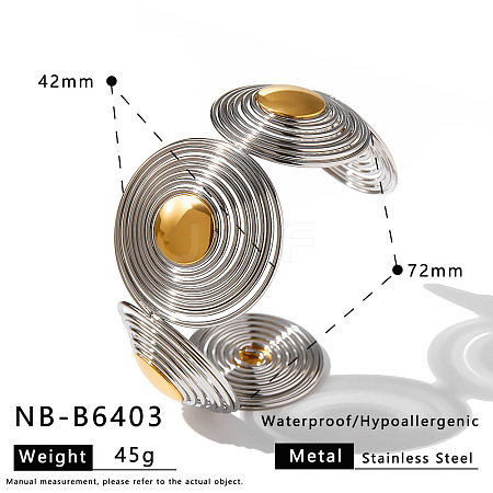 Two Tone 304 Stainless Steel Hollow Spiral Cuff Bangles for Women WGC4AFC-03-1