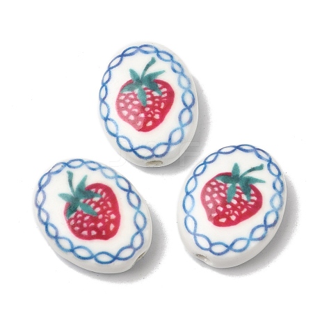 Hand Painted Oval Porcelain Beads PR-CBA03B0-01D-1