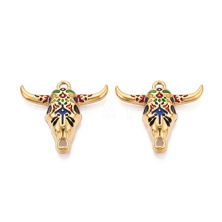 304 Stainless Steel Enamel Pendants X-STAS-N124-09B-G-1