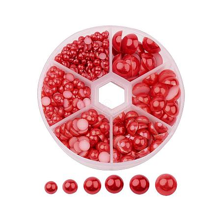 1Box ABS Plastic Imitation Pearl Dome Cabochons SACR-JP0001-01-1