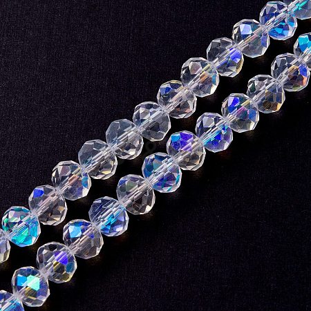 Electroplate Transparent Glass Beads Strands EGLA-YW0001-65B-1