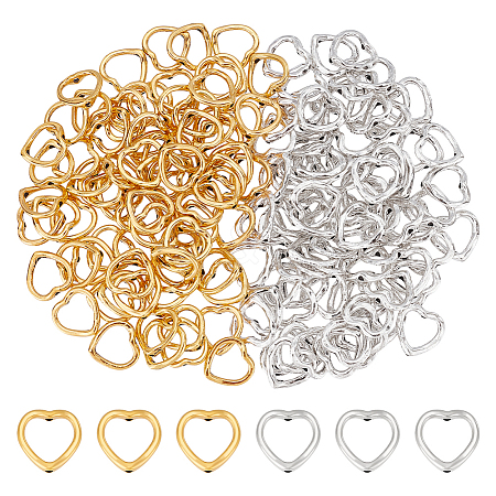 160Pcs 2 Colors Tibetan Style Alloy Heart Bead Frame TIBE-ME0001-13-1