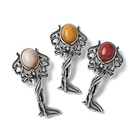 Angel Brass Natural Mookaite Pendants KK-D361-02AS-12-1