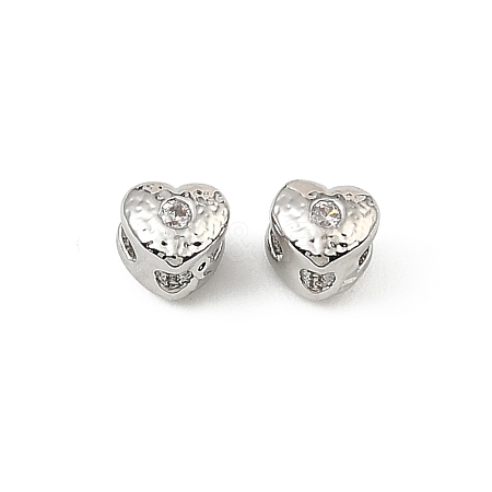 Brass Clear Cubic Zirconia Beads KK-D106-02P-1