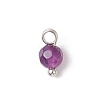 Natural Agate(Dyed & Heated) Faceted Round Charms PALLOY-JF04286-02-3