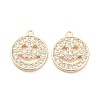 Brass Micro Pave Clear Cubic Zirconia Charms Pendants ZIRC-K086-26G-1