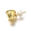 Brass & Natural Pearl Cup Pendants KK-Z093-34G-2