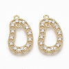 Brass Micro Pave Clear Cubic Zirconia Links ZIRC-Q021-055G-NF-1