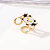 304 Stainless Steel with Enamel Cuff Rings for Women RJEW-Z116-01G-07-1