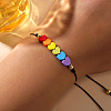 Friendship Rainbow Heart & Brass Bead Adjustable Braided Bracelets VD3512-2-4