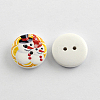 2-Hole Christmas Snowman Printed Wooden Buttons BUTT-R032-057-2