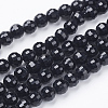 Faceted Black Glass Round Bead Strands X-GLAA-R095-6mm-08-1