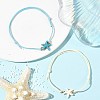 2Pcs 2 Colors Ocean Dyed Synthetic Turquoise Starfish Beaded Adjustable Waxed Polyester Cord Bracelets for Women BJEW-JB14242-1
