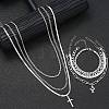 7Pcs Alloy Cross Pendant Necklaces & Bracelet Sets for Unisex PW-WGF8A56-01-1