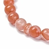 Synthetic Cherry Quartz Glass Beads Stretch Bracelets BJEW-A025-01O-3