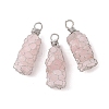 Rack Plating Copper Wire Wrapped Natural Rose Quartz Chip Big Pendants G-C130-01P-06-1