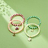 4Pcs 4 Styles Insect Theme Alloy Enamel Stretch Charm Bracelets BJEW-JB08763-8