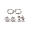 3 Pairs 3 Styles Christmas 304 Stainless Steel Hoop & Studs Earrings Set for Women EJEW-K279-12E-P-2