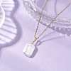 Natural Baroque Pearl Keshi Pearl Rectangle Pendant 304 Stainless Steel Cable Chain Necklaces NJEW-JN05891-1