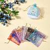 50Pcs 10 Colors Gold Stamping Moon & Star Organza Drawstring Gift Storage Bags ABAG-FS0001-11-7