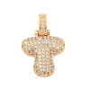 Brass Micro Pave Clear Cubic Zirconia Pendants KK-B099-01G-T-1