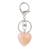 Natural Rose Quartz Heart with Kore Symbol Keychain PW-WG17998-16-1