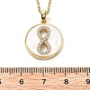 Flat Round with Number 8 Shell & Cubic Zirconia Pendant Necklaces NJEW-D288-04G-3