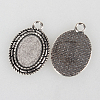 Tibetan Style Alloy Pendant Cabochon Settings X-TIBEP-N003-30AS-2