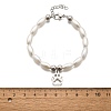 304 Stainless Steel Paw Print Charm Bracelets for Women BJEW-C098-12P-5