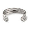 Titanium Steel Grooved Open Cuff Bangles for Women BJEW-G719-22P-3