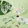 Glass Wine Glass Charms AJEW-SC0002-36-4