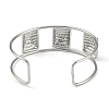 Non-Tarnish 304 Stainless Steel Wide Textured Open Cuff Bangles BJEW-Q348-05P-01-3