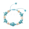 Synthetic Turquoise & Natural Freshwater Shell Beads Braided Bead Bracelets for Women BJEW-JB12024-02-2