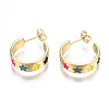 Brass Enamel Stud Earrings EJEW-T014-05G-NF-2