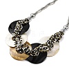 Spray Painted Disc Freshwater Shell & Acrylic Beaed Bib Necklaces NJEW-S427-01P-03-2