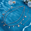 Alloy Moon Sun Star Double Layer Tassel Waist Chains AJEW-GF0013-25P-4