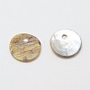 Flat Round Natural Akoya Shell Charms SHEL-N031-14-2